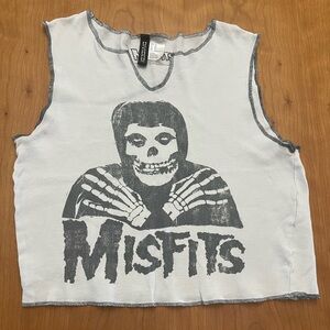 Misfits Graphic Crop Tank Top - White & Black - women’s